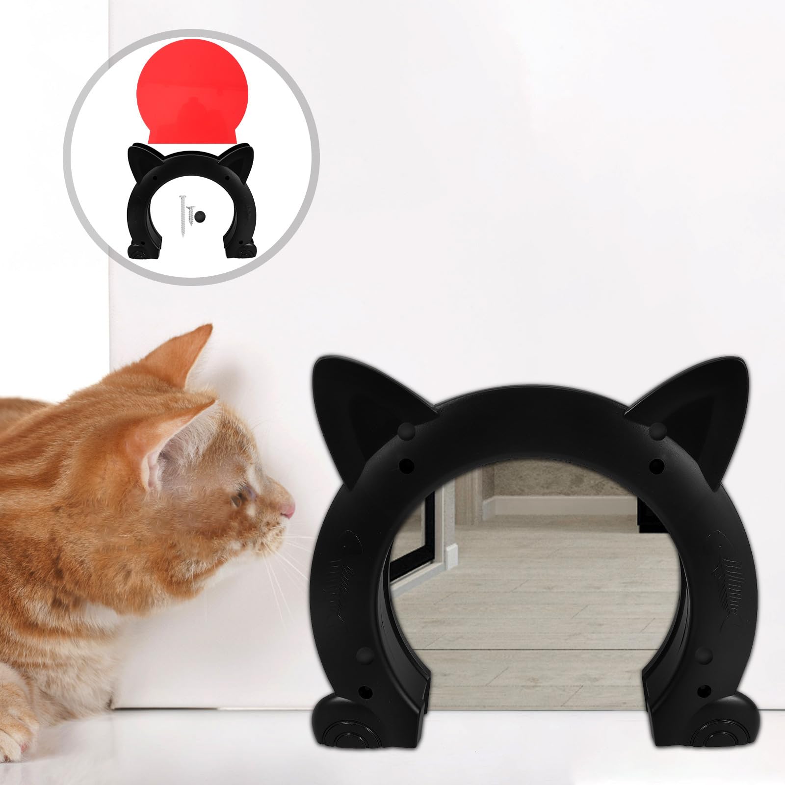 Veemoon Porte pour Animaux en Plastique Forme Chat Noir, Chatière Intérieure Pratique et Élégante pour Maison d'animaux, Accès Facile pour Chats et Petits Chiens