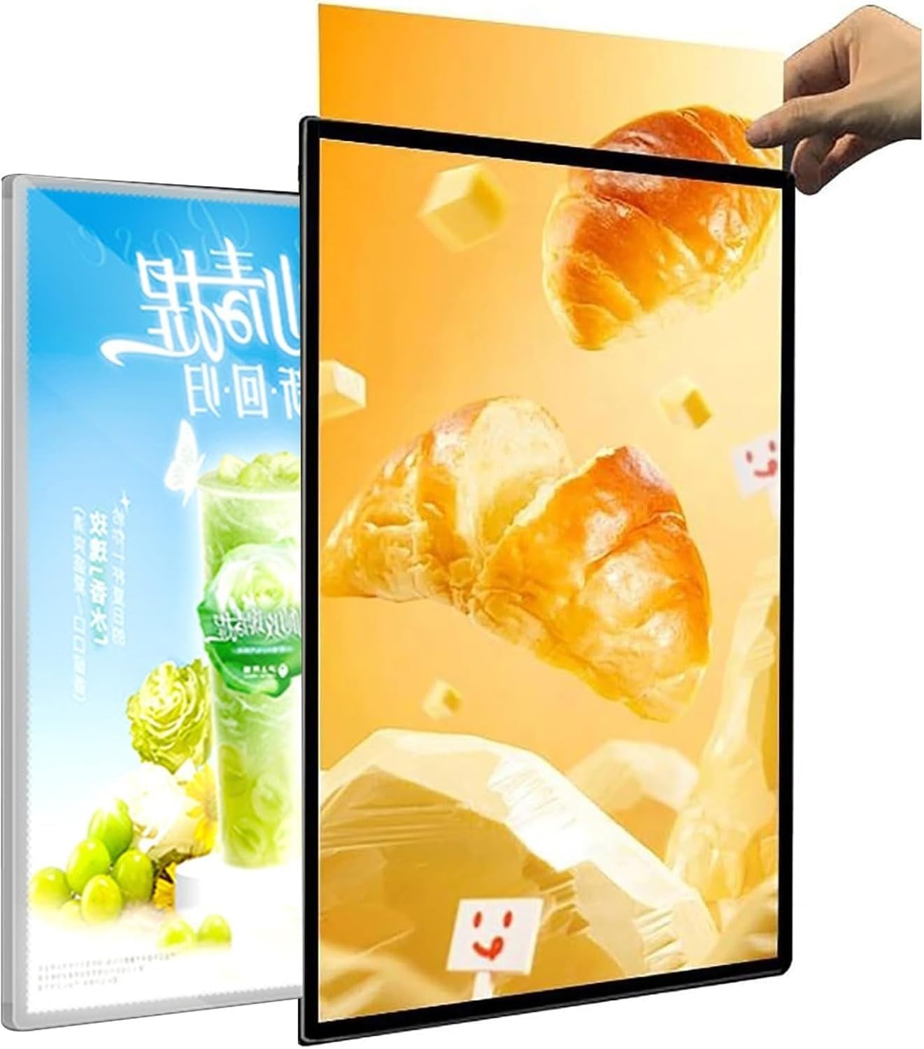 Caja De Luz LED For Carteles, Marco Publicitario Ultrafino For Menús, Caja De Luz LED Publicitaria,Marco Aluminio,LED De Bajo Consumo,Cambio Rápido De Carteles,Tiendas,Cafeterías Silver,75*120CM