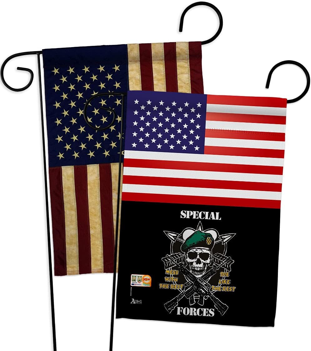 US Special Forces Garden Flag - Pack Armed Army Rangers United State American Military Veteran Retire Official USA Vintage Applique - House Banner Small Yard Gift Double-Sided Made In 13 X 18.5