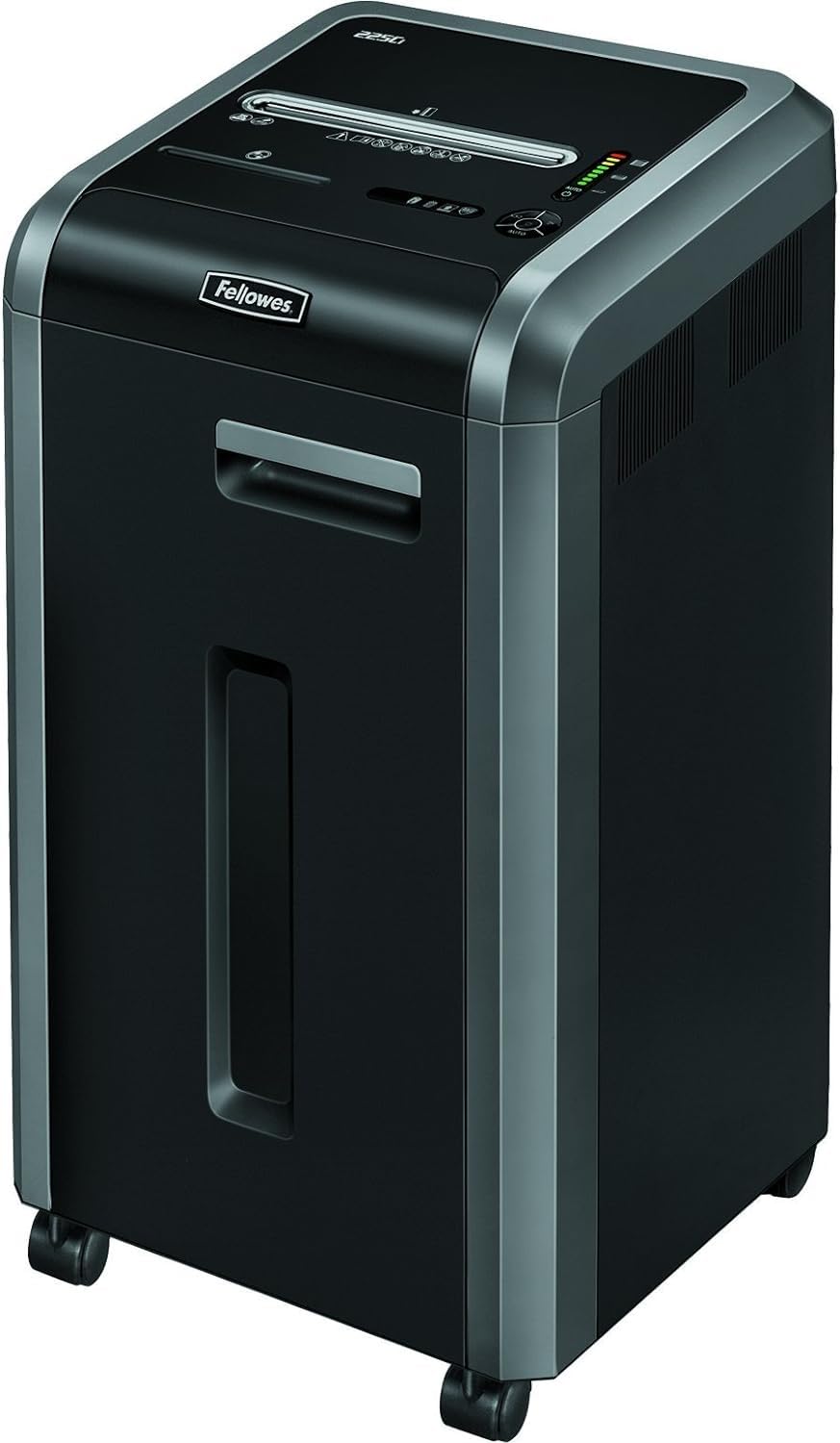 Fellowes Niszczarka do dokumentów biurowych, 24 arkusze – niszczarka papieru z technologią w 100% bez pozostawiania śladów – Powershred 225Ci – niszczarka do dokumentów P-4, z dużym koszem na papier o pojemności 60 l