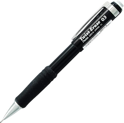 Miniatura 2 de Pentel Portaminas de 0.020 in Twist Erase III, borrador de torsión, mina HB de polímero súper alta precargada, barril negro, paquete de 3