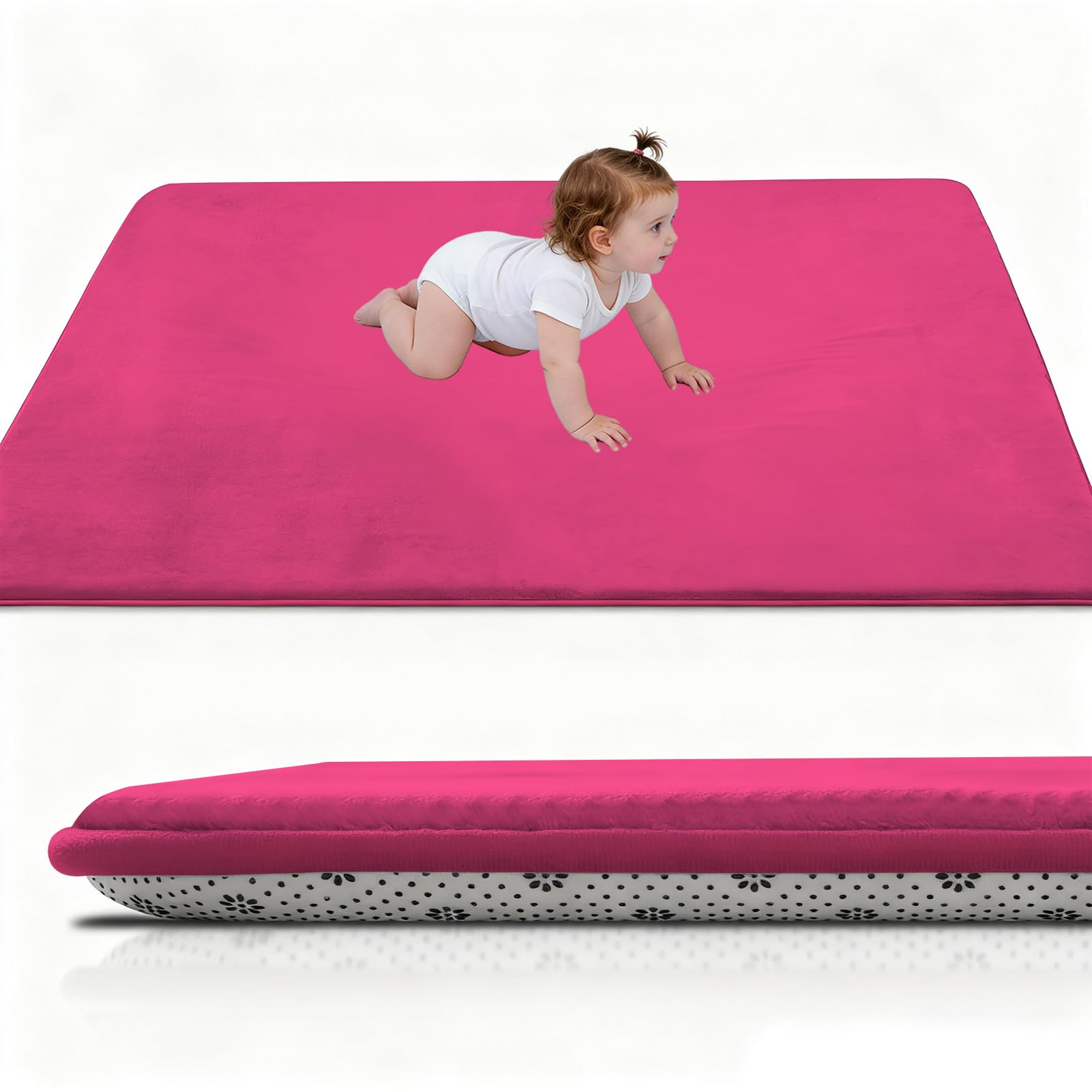 Stqyeiw Baby Play Mat for Floor 2cm Thick 200 x 290 cm Foam Floor Padded Playmats for Babies, Soft Baby Rug Kids Playpen Mat for Crawling Playing, Non Slip Bottom Red