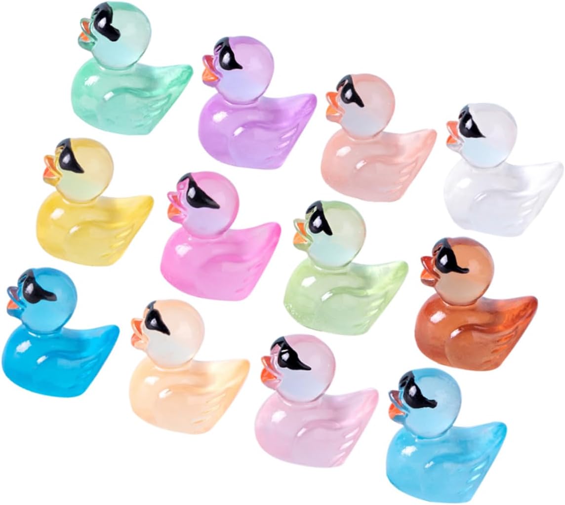 300個 発光サングラスアヒル マイクロダック 庭のアヒルの像 発光動物のおもちゃ ミニチュアアヒルの飾り ミニチュアアヒルの像 ミ