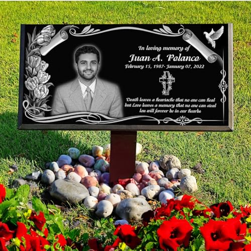 Image of 16''x8''Personalized Memorial Stones,Grave Markers, Outdoors Grave Plaques, Cemetery Memorial Stones, headstones for Humans,tombstones for Graves