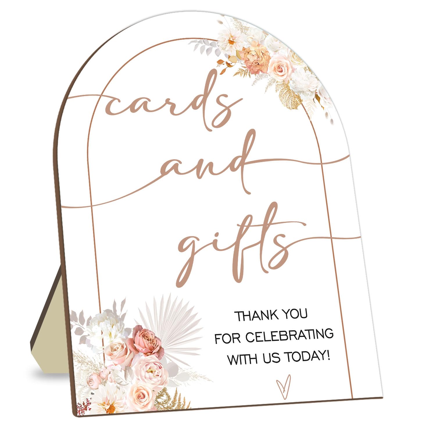Floral Decor Cards and Gift Sign, Thank You for Your Gift and Well Wishes Sign, Bridal Shower Favors, Baby Shower Party Decor Supplies with Stand 9 * 11IN