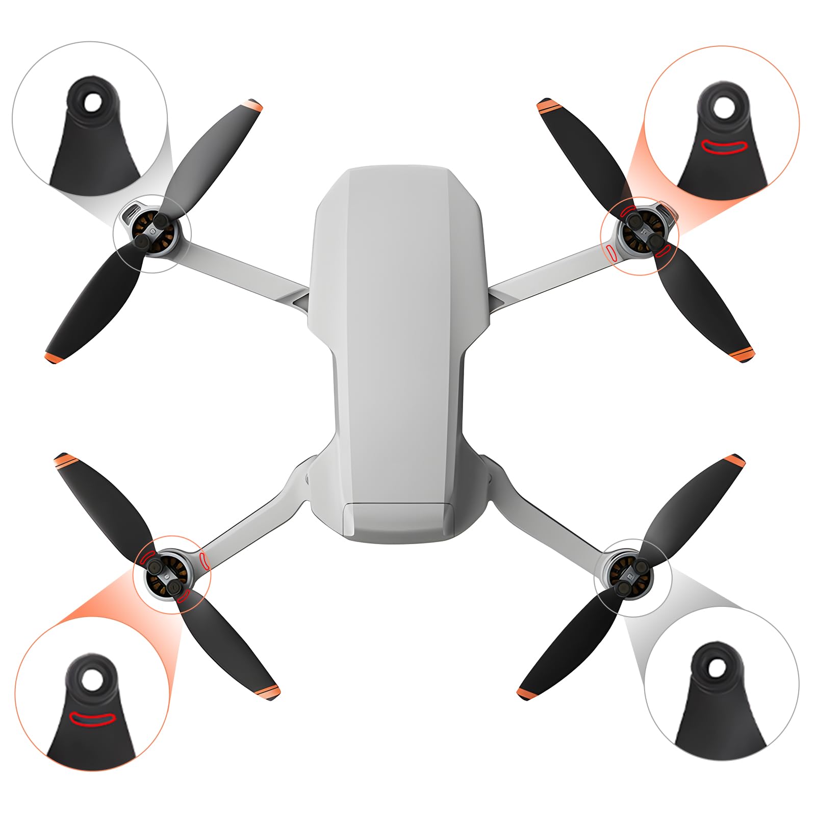 Hélices pour DJI Mini 4K/Mini 2 SE/Mini SE/Mini 2 Propeller Guard Landing Gear Leg Extensions Hélices Support Garde Cardan Couverture pour DJI Mini 4K 2 SE Drone Accessoires Set
