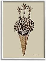 Vista 9 de Stupell Industries Three Giraffes Ice Cream Scoop Waffle Cono, diseño de Coco de Paris, color marrón