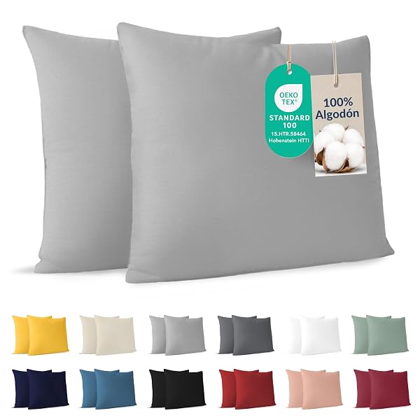 Dreamzie - Federa Cuscino 40x40 cm - Set da 2-100% Cotone - Grigio