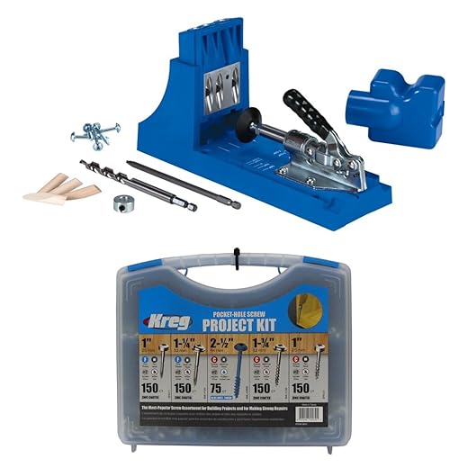 Kreg K4 Pocket Hole Jig - Adjustable, Versatile Jig for Strong Joints - Create Perfect, Rock-Solid Joints - Easily Adjustable Drill Guides - for Materials 1/2" to 1 1/2" Thick