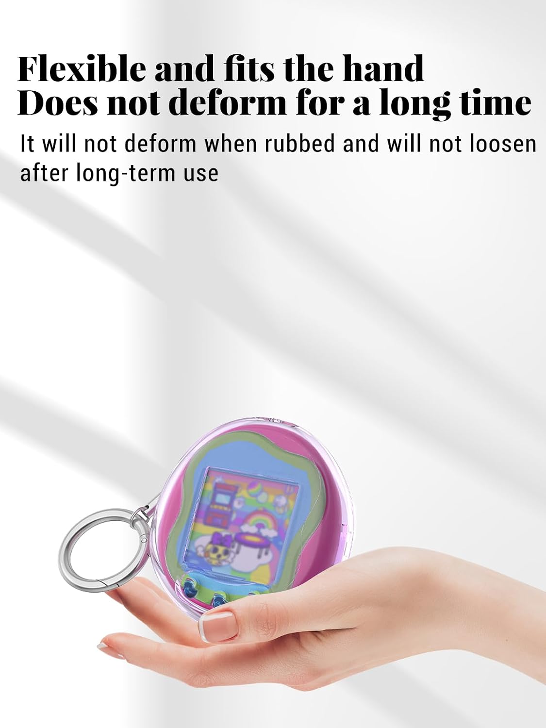 Case for Tamagotchi Uni with Lanyard, Hard PC Transparent Protective Cover, Shockproof Anti-Scratch, Full Protection Shell for Tamagotchi Uni, Clear Purple image 5