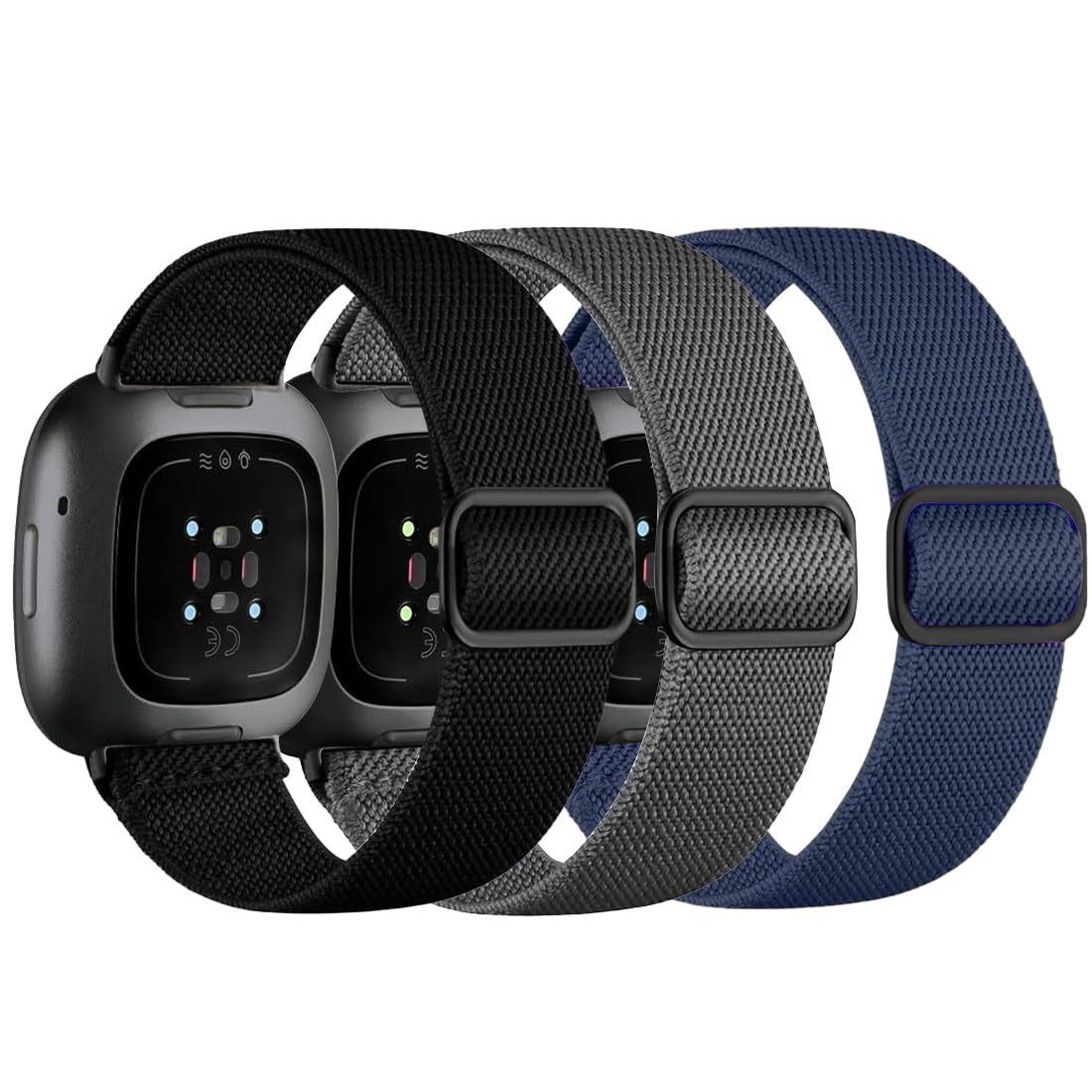 Msksjer Nylon Strap Compatible with Fitbit Versa 4/Versa 3/Fitbit Sense 2 Straps Women Men, Adjustable Soft Sport Elastic Stretchy Replacement Bands for Versa 4/Versa 3/Sense