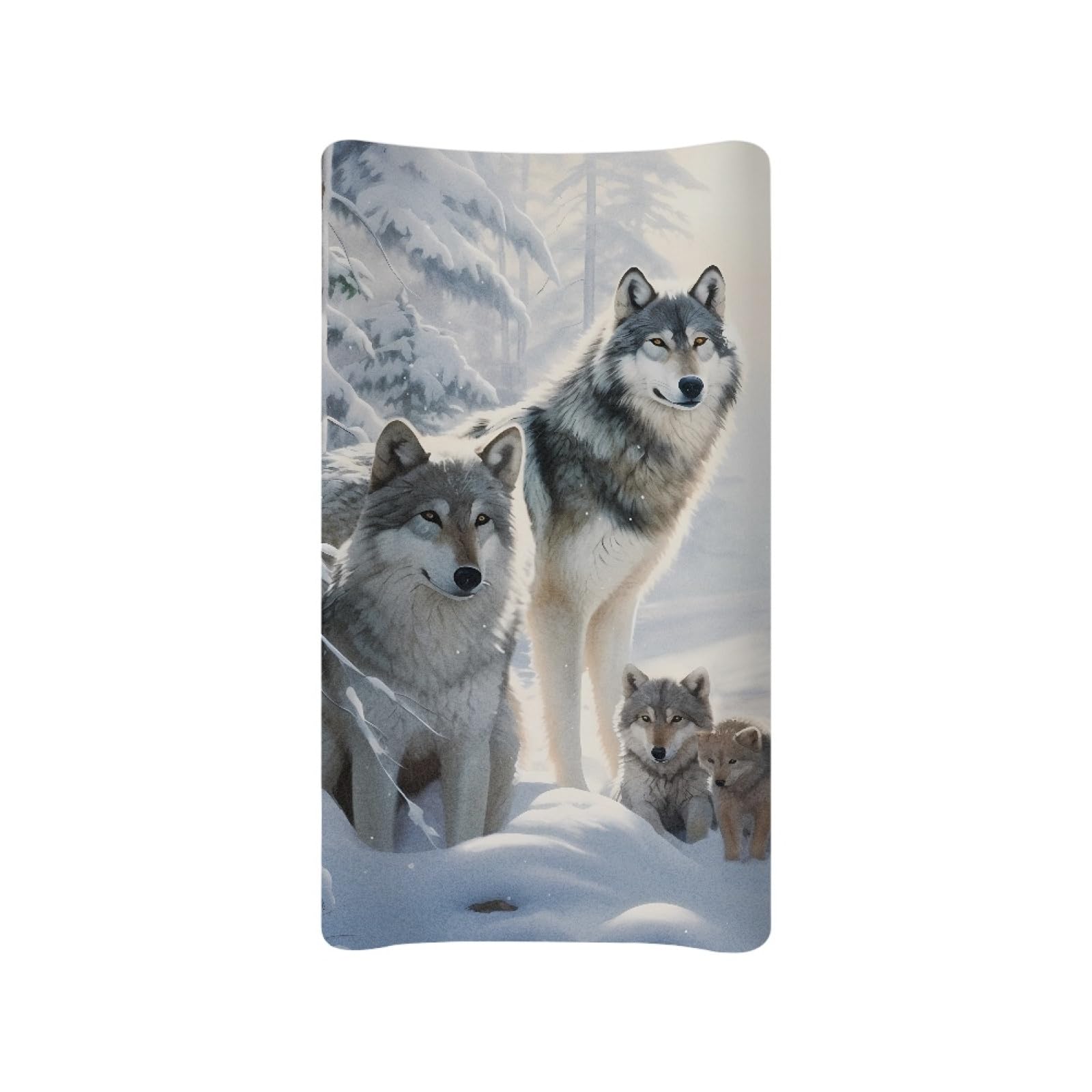 Guosanchn Wild Wolf Baby Changing Mat Covers, Snow Nappy Changing Table Covers for Newborn Boys, Soft and Breathable Changing Table Sheets, Changing and Dressing Furniture — image 1