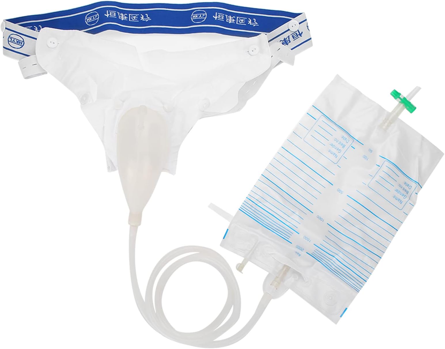 Urine Collector, Men Wearable Silicone Urine Catheter Bags Silicone Incontinence Bags with Elastic Waistband