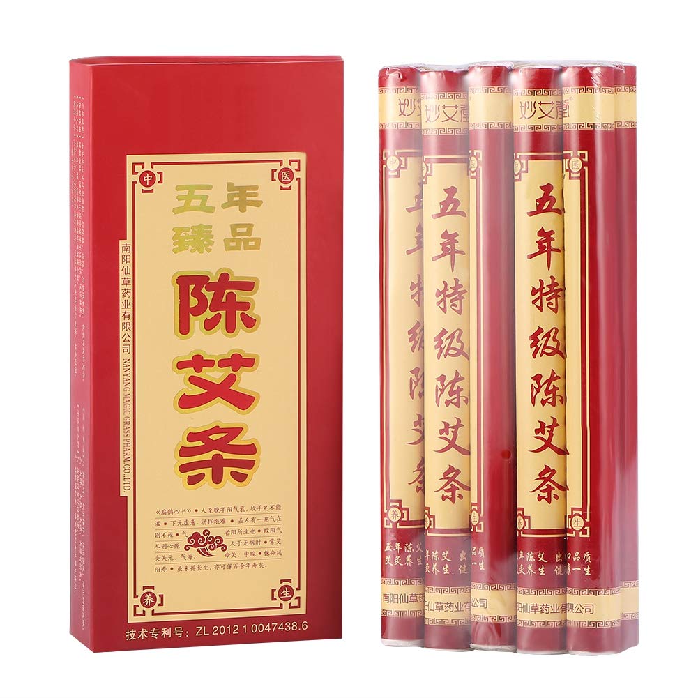 Moxa Cigars, Moxa Roll Sticks, Pack of 50 Chinese Therapy Moxibustion Health Care Five Year Old Moxa Sticks for Moxibustion Pure Ai ye Chinese Wormwood for Moxibustion Purity