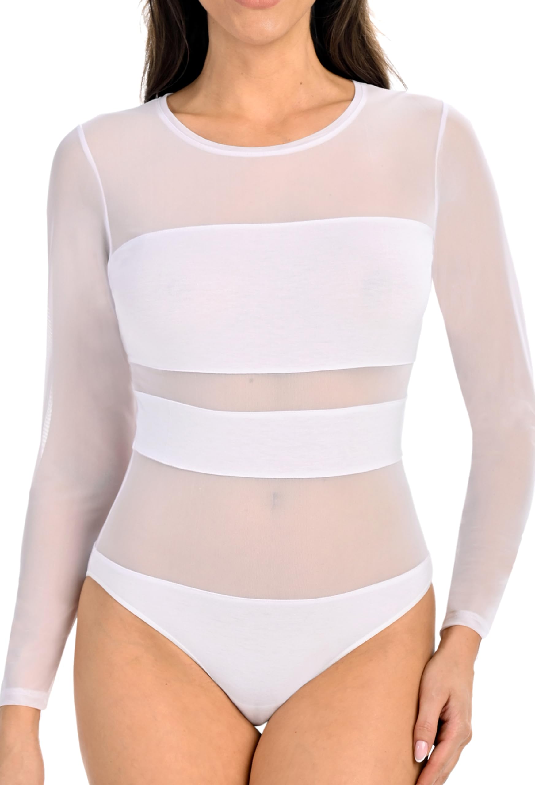 Teyli Body De Manga Larga Para Mujer Elegante Y Cómodo Con Inserciones De Malla Ajustado Suave Y Versátil Ideal Para El Día A Día Y Para Cualquier Ocasión.