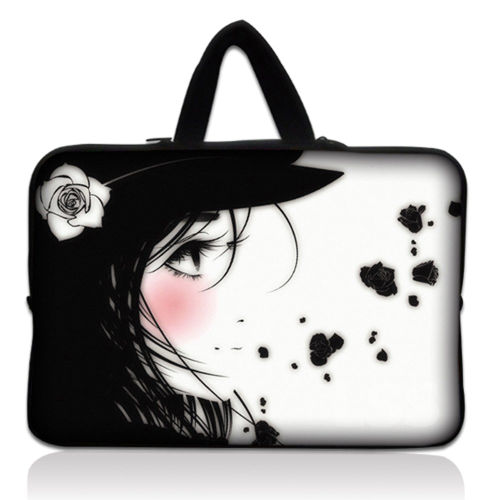 LSS 12.3 inch Laptop Sleeve Bag Carrying Case Pouch with Handle for 11" 11.6" 12" Acer, Asus, Dell, Hp, Sony, Toshiba, Pink Plumeria Flower — view 96