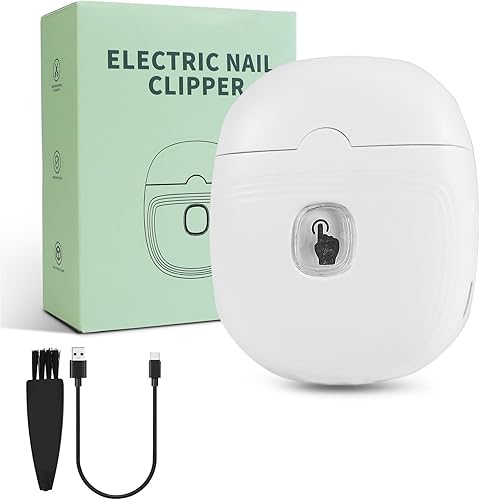 Cortaúñas eléctrico portátil, blanco, automático, para adultos, recortador de uñas eléctrico para adultos, cortaúñas eléctrico para adultos,