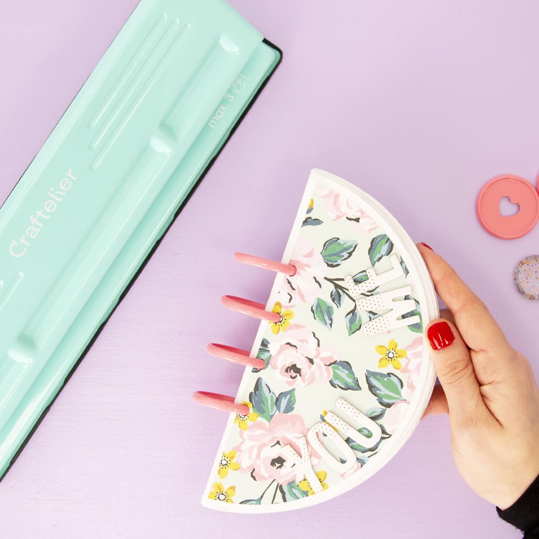 Craftelier - XL 11 Loch Discbound Locher für Planer und Notizbücher | XL Locher für Discbound Planer und Notizbücher kompatibel mit Happy Planner große Einlagen bis zu 3 Blatt 90 g m2