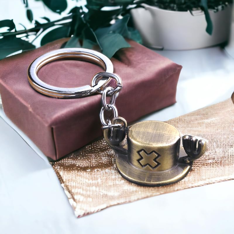 DYMSUP One Piece Anime Chopper Hat Keychain, One Piece Hat Keychain Merch (Pink Chopper Hat)