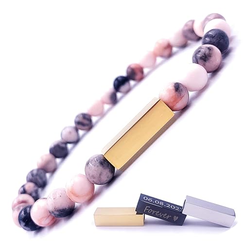 Personalized Beaded Bracelets, 6mm Gemstone Bracelet, Laser Engraved Bracelet, Natural Stone Bracelet, Unisex Bracelets, Customized Beaded Bracelet,