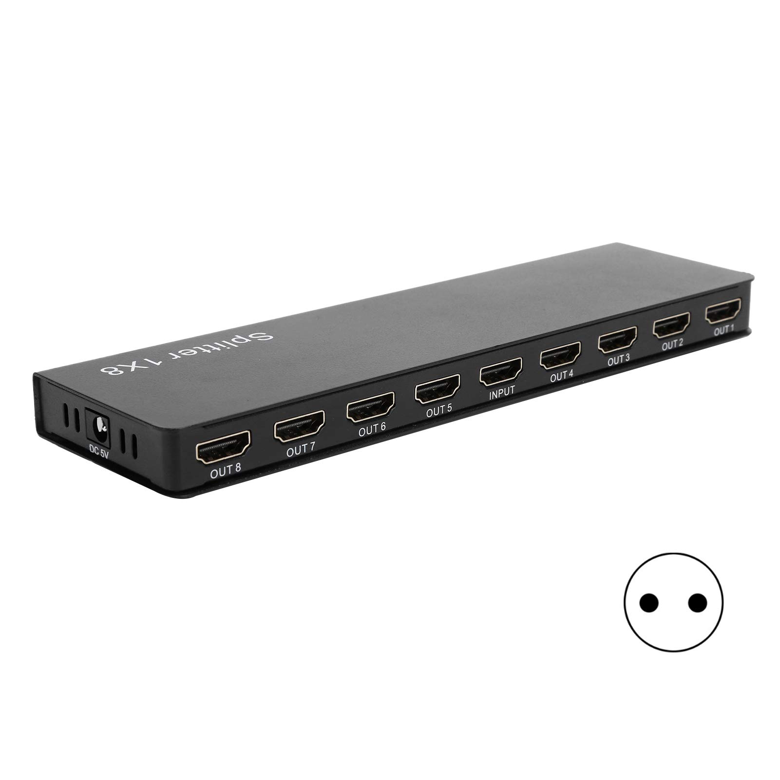 Répartiteur HDMI 1 Entrée 8 Sorties 2.0, Distributeur Audio Vidéo 1080P Full HD 4K pour Moniteurs, Projecteurs (EU)