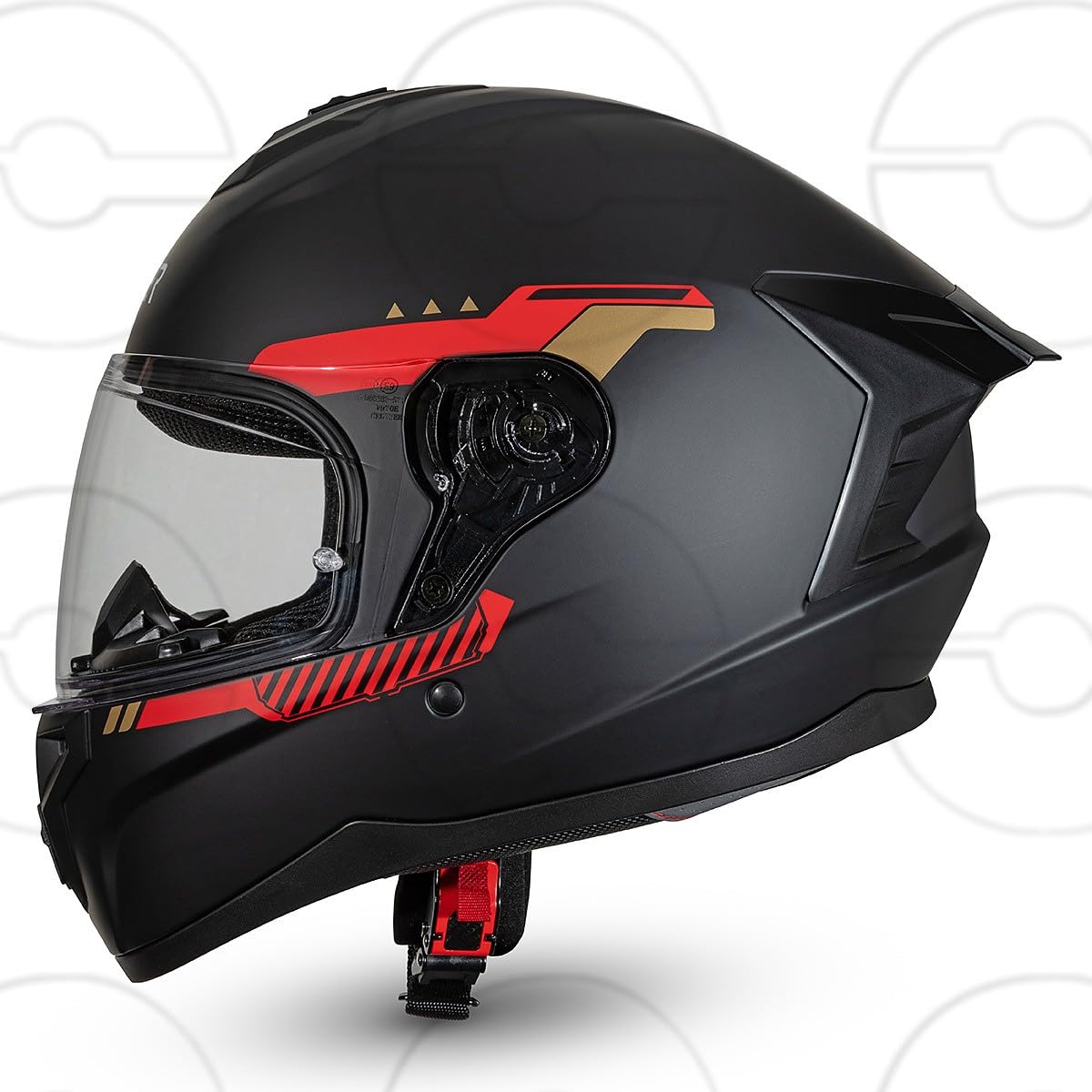 CRUIZER Casco Integrale moto Omologato visiera singola Trasparente + specchiata ROSSO