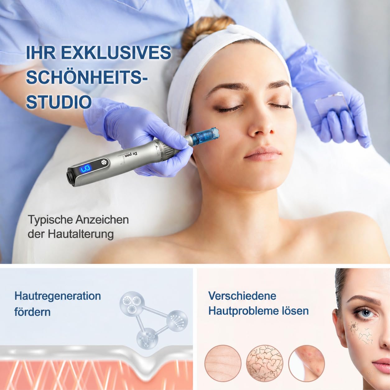 Dr.pen M8S Microneedling Pen Professioneller Dermapen mit 22 Ersatzkartuschen Kabelloser Microneedling Pen Einstellbares Microneedling-Gerät für die Hautpflege