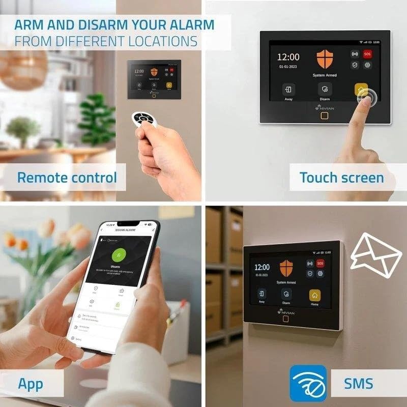 Alarma Nivian Pack WiFi gsm 4G Inalámbrica Interior Sensor Movimiento Apertura Sirena Exterior