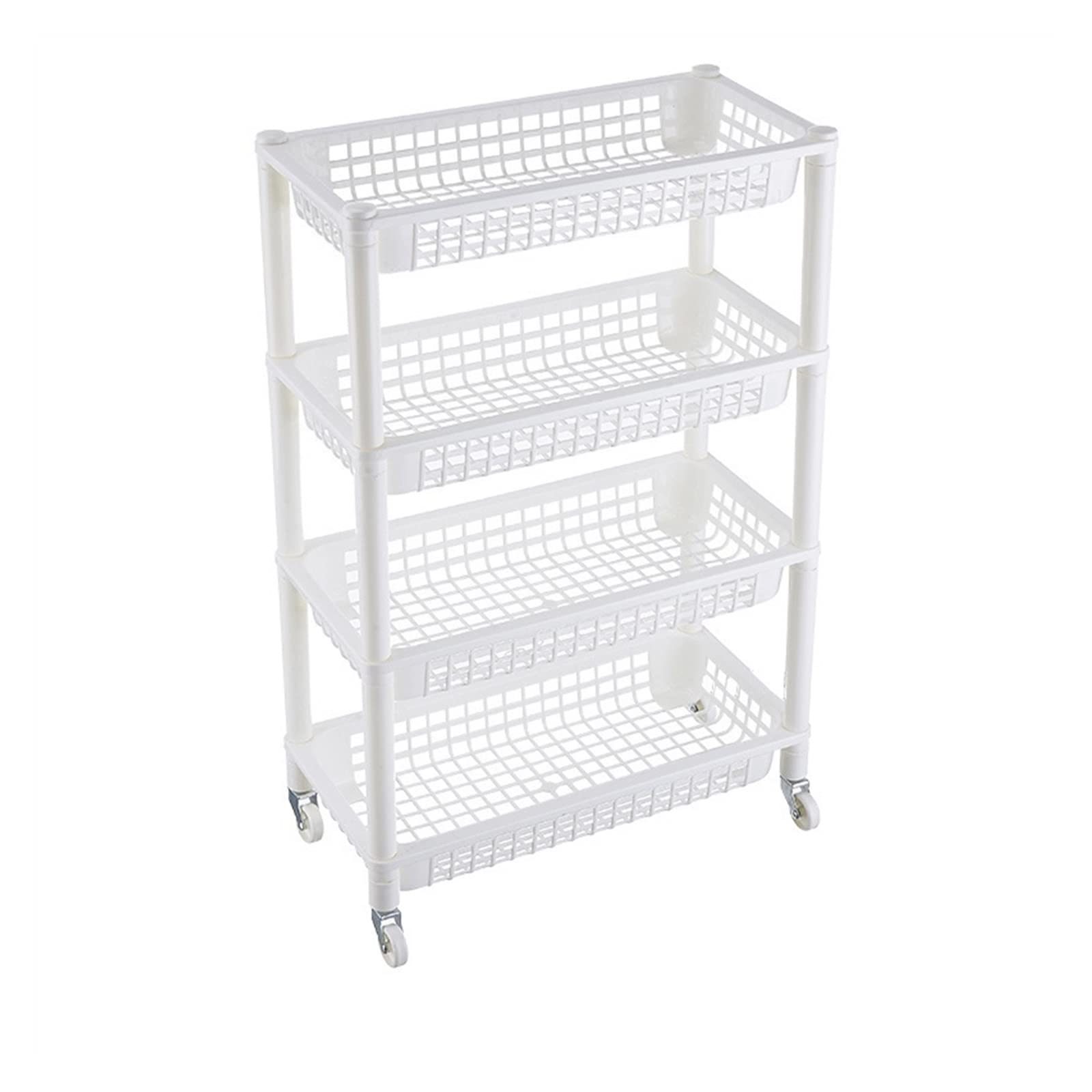 Estantes Carro de almacenamiento Estante de almacenamiento de baño de cocina de 4 capas con ruedas Carro extraíble Carro utilitario rodante Estante de plástico Estante de pie Carro de almacenamie