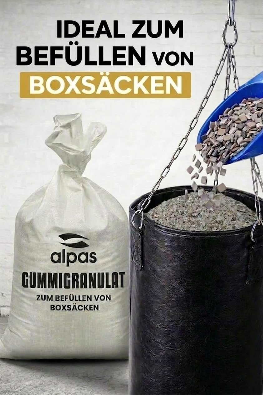 ALPAS Boxsack Füllung 10 bis 120 kg SBR Gummigranulat - Füllmaterial für Boxsack, Sandsack & Boxbirne - geräuscharm, stoßdämpfend & gelenkschonend I bunt