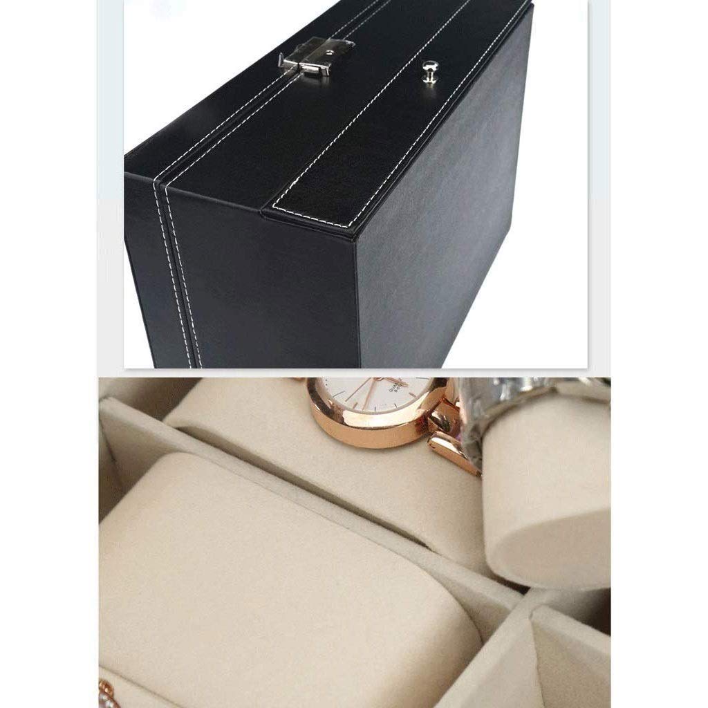 Schmuckschatulle – Uhrenbox-Organizer mit Valet-Schublade, Metallscharnier, großem Halter, schwarzem PU-Leder – Uhrenaufbewahrung, Schmuckschatulle für Herren Present