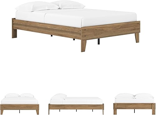 Miniatura 132 de Signature Design by Ashley - Base de cama con plataforma de granja casual Shawburn, tamaño matrimonial, cal desgastada Encalar,Gris (rustic
