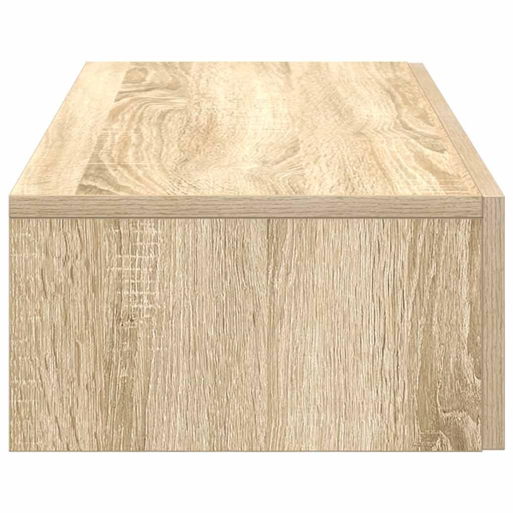 Estantería de pared con cajones, roble Sonoma, 80 x 33 x 17 cm, material de madera, estante flotante para salón, dormitorio, pasillo, moderno estante de pared, soporta hasta 60 kg