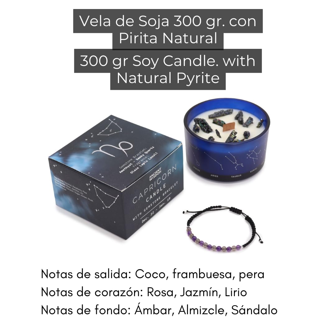 Zodiac Candle with Natural Stones and Semi-Precious Stones Bracelet in Gift Box, Scented Candles Aromatherapy - Image 3