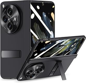 for Oneplus Open Case, Built-in Screen Protector, Full Hinge Protection, Metal Kickstand, Camera Protection, Thin & Slim Cover 5G 2023-Black