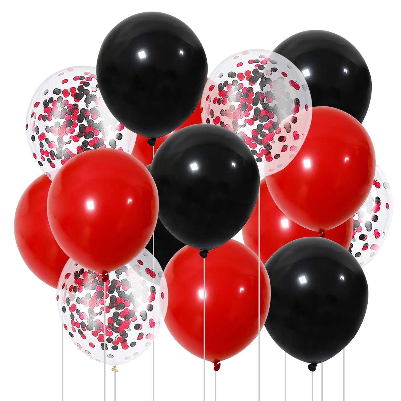 12inch Black Red Latex Helium Balloons,Black Red Confetti Balloon for Party Decorations,Pack of 50
