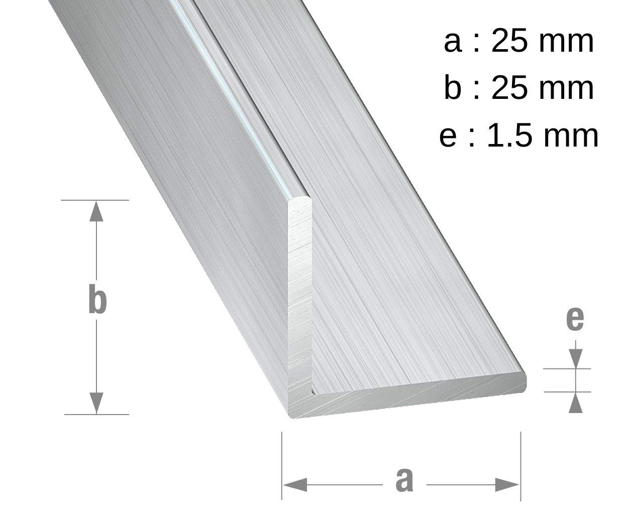 CQFD Cornière Aluminium Brut 25x25x1,5mm 1m