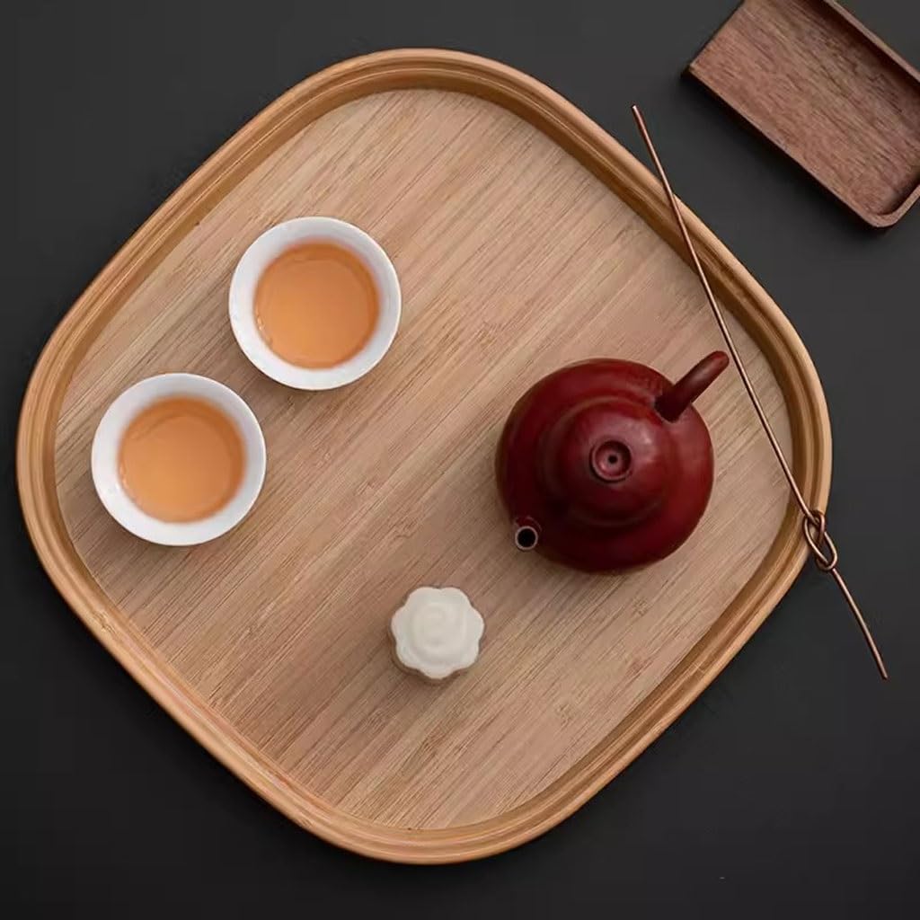 Bandeja Decorativa Moderna Bandeja rectangular de madera, bandeja de té, lugar for tazas, aperitivos, bandeja de almacenamiento de frutas secas, Bandeja de postres for cafetería Bandejas para Servir (