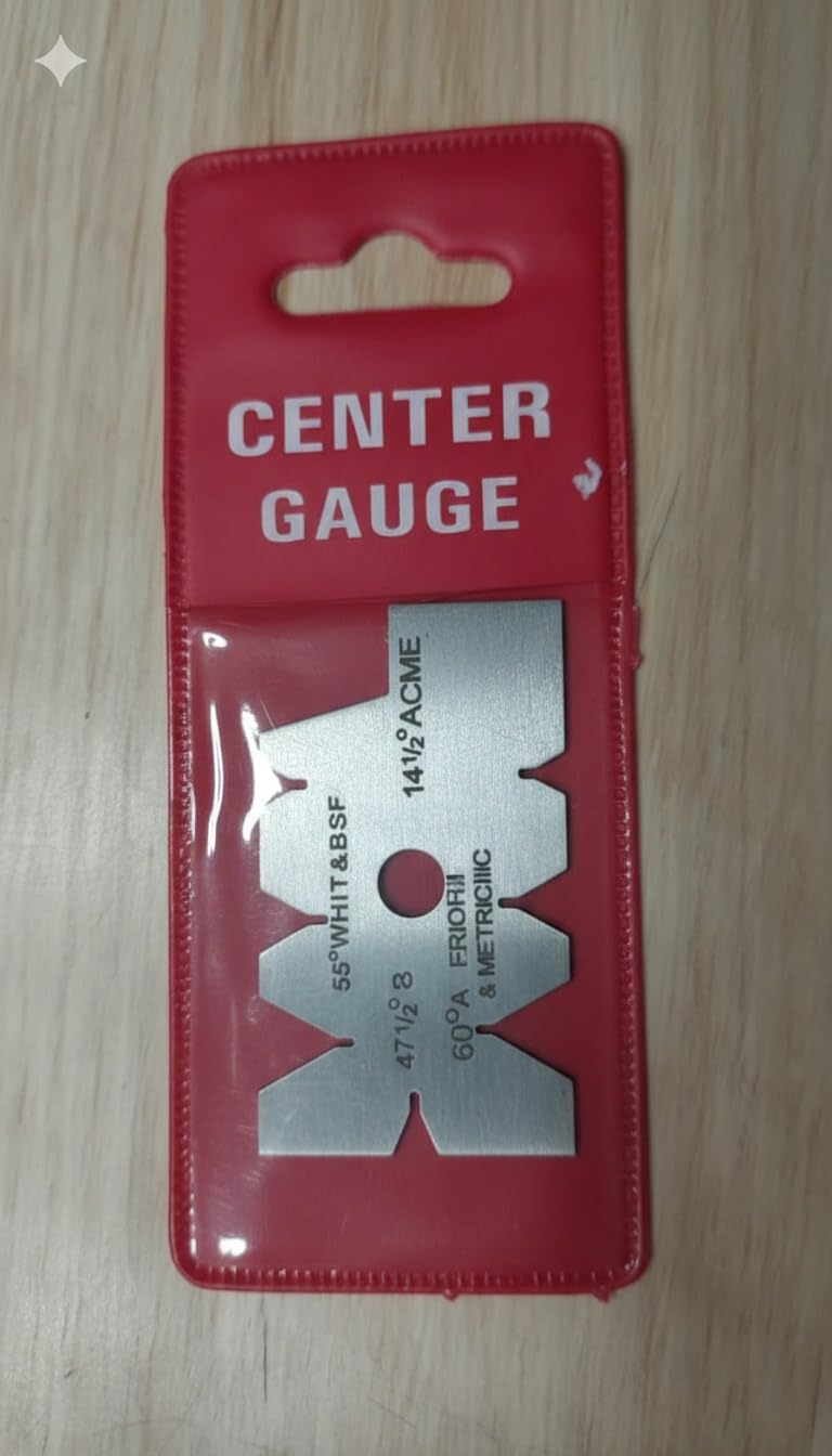 AMIR STAR Center Gauge for Thread Cutting – Stainless Steel Thread Tool Angle Gauge (60°, 55° Whitworth, 47½°, 14½° ACME) – Precision Lathe Setup Tool for Metric & Imperial Threads