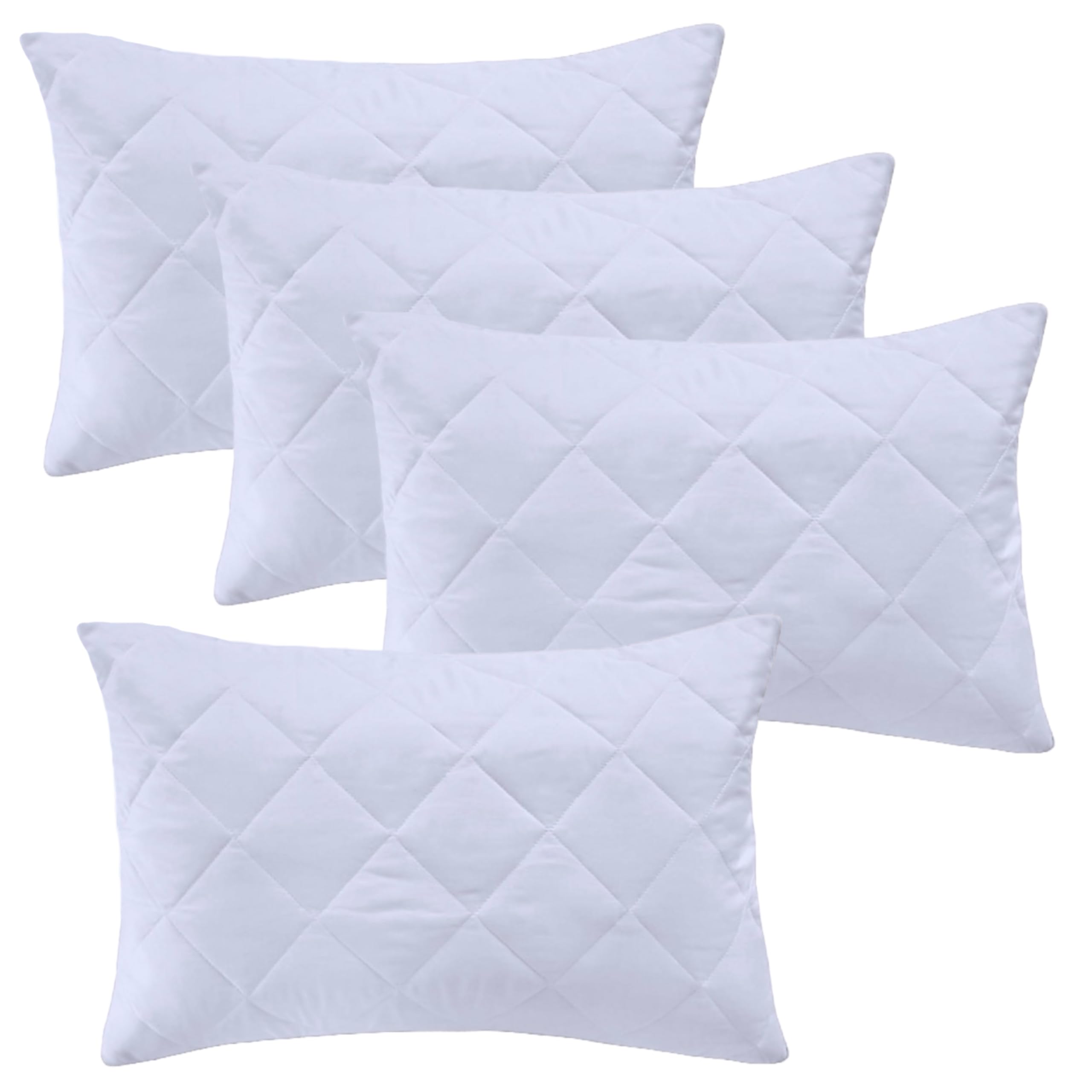 4All Pillows 4 pack Hotel Quality Filled Pillows with Quilted Cover for Back and Side Slee...