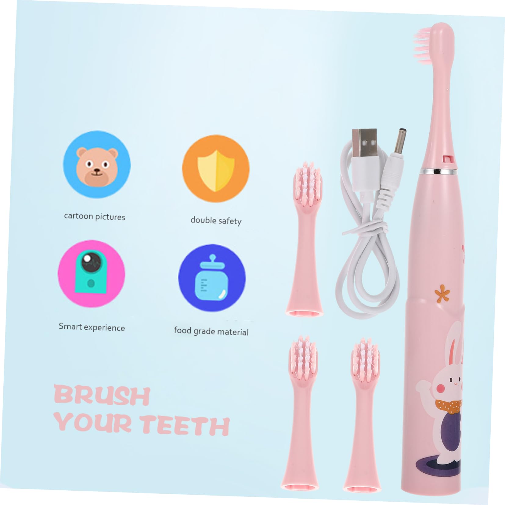 GLEAVI 2sets Spazzolino Per Cartoon Design e Portatile Per Abitudine Orale Per Rosa