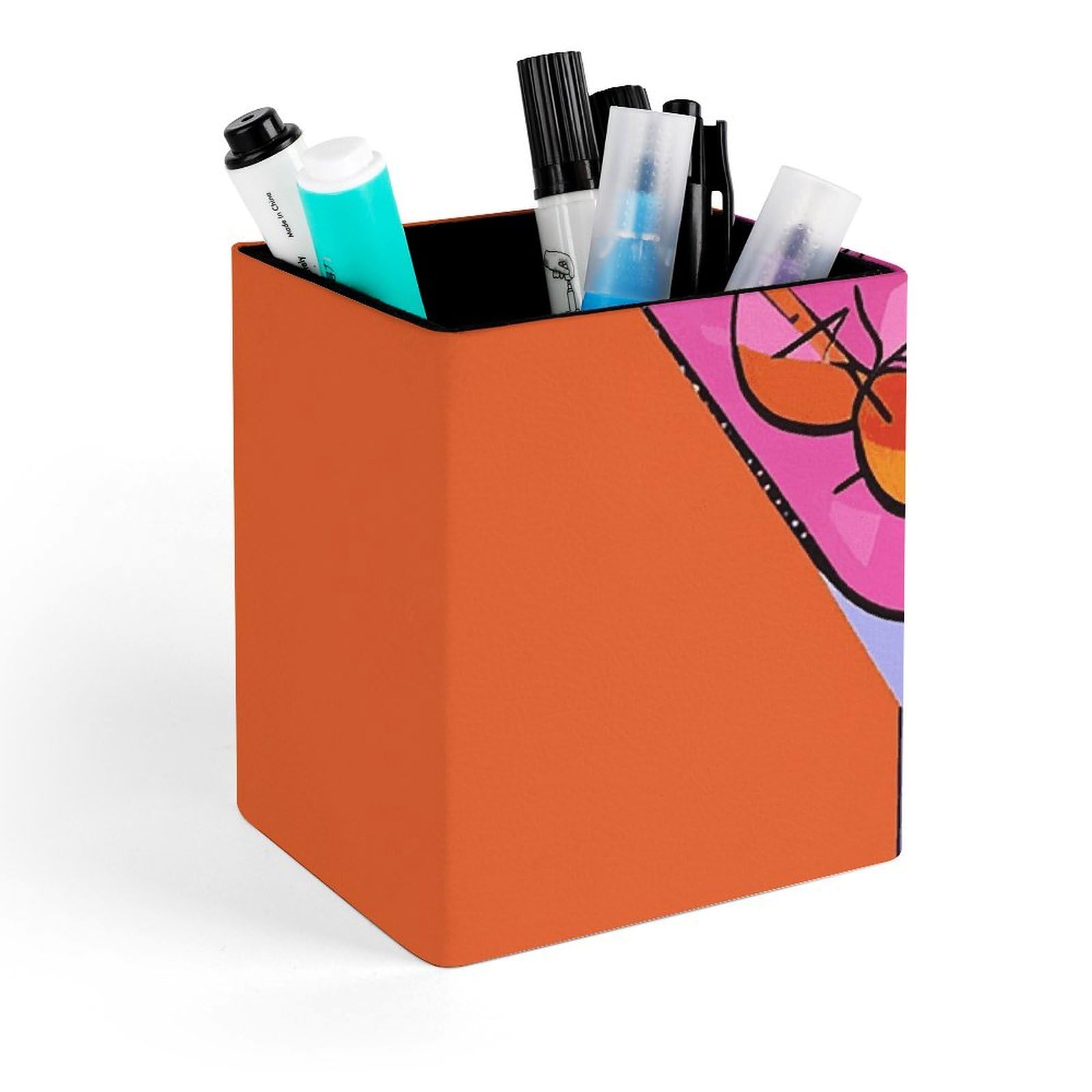 Porte-stylo carré en cuir cocktail 11cm pour organisation bureau