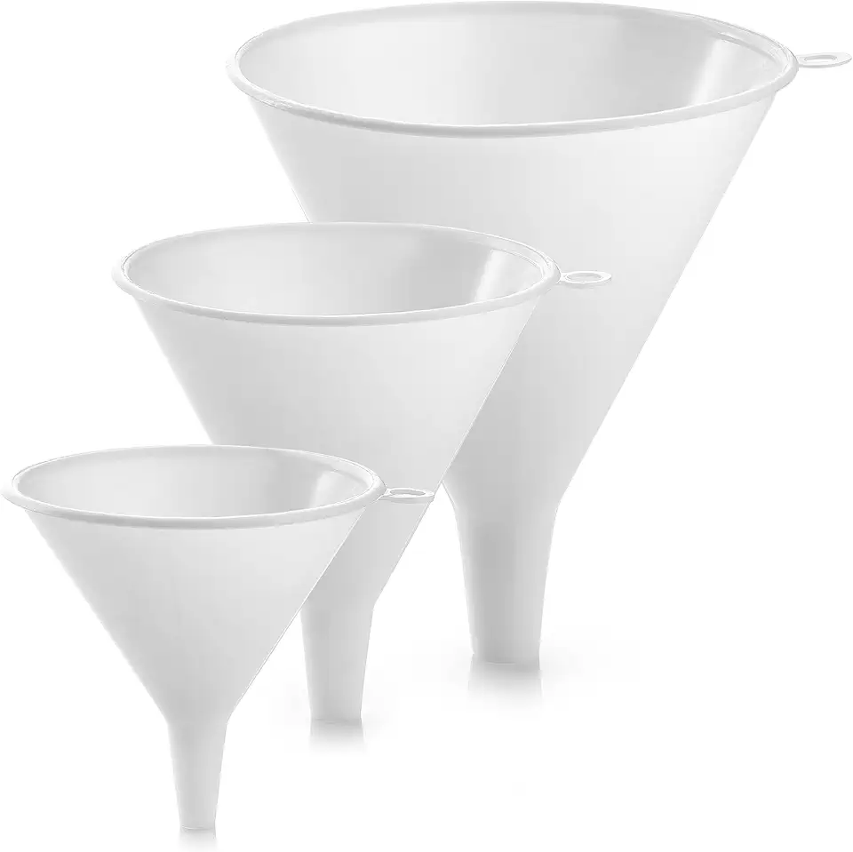 Zulay Kitchen 3-Piece Plastic Funnel Set - Large, Medium, and Small Kitchen Funnels Pouring Spout - for Filling Bottles Water Liquid, Protein Powder, Food Grade Cooking, Drink, Paint, Lotion, Kids