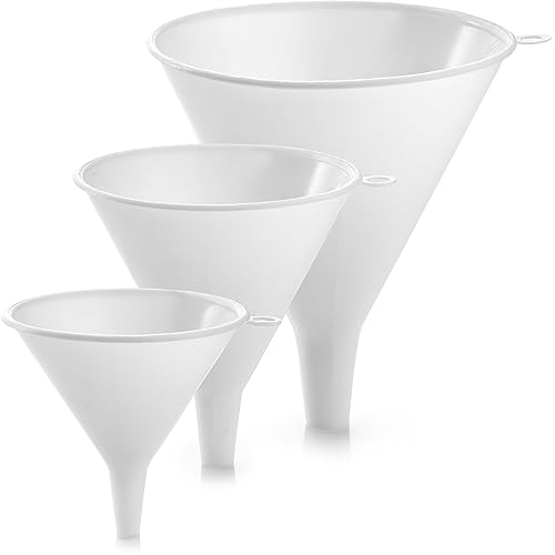 Zulay Kitchen 3-Piece Plastic Funnel Set - Large, Medium, and Small Kitchen Funnels Pouring Spout - for Filling Bottles Water Liquid, Protein