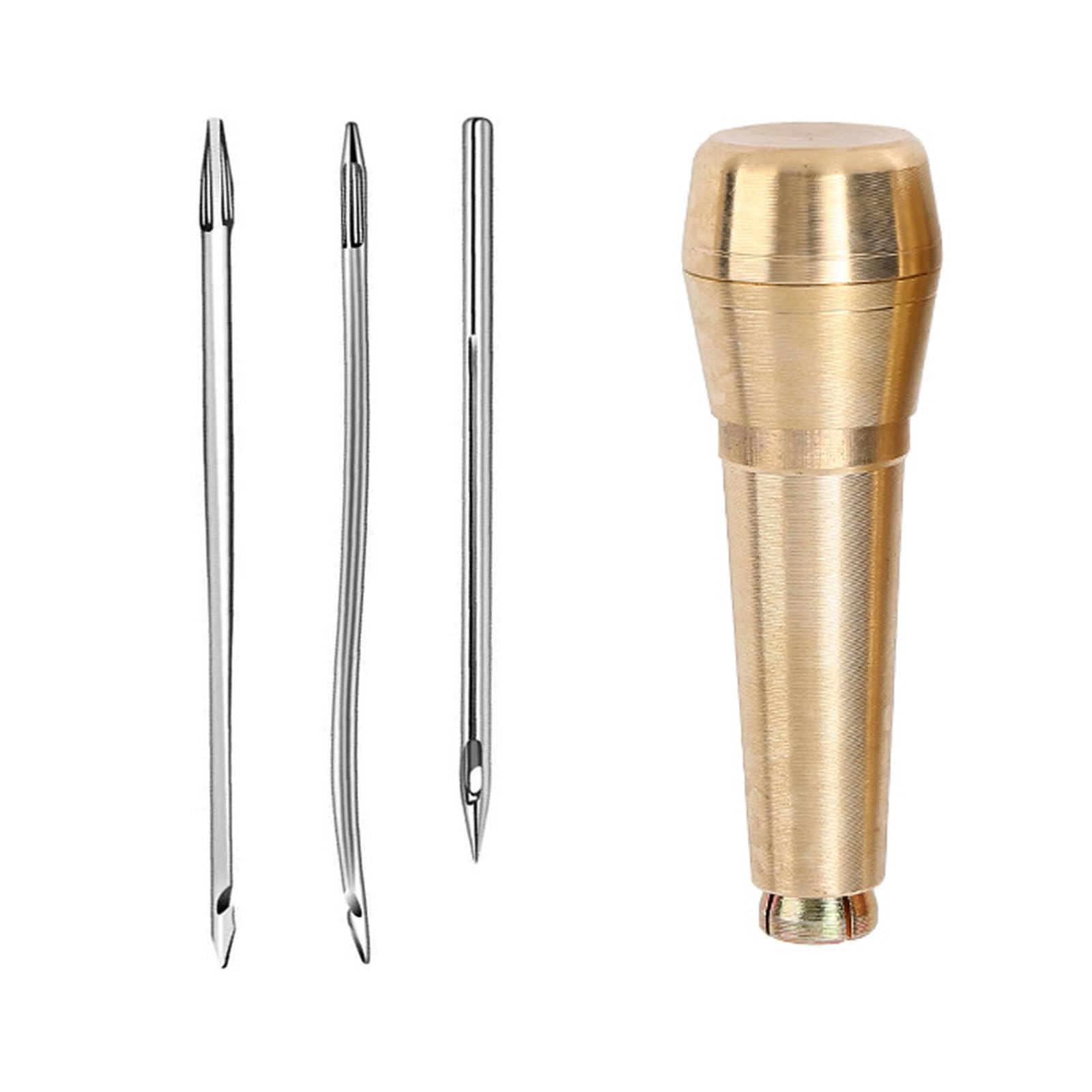 Sewing Needle Awl Tool Set with Metal Handle Canvas Leather Sewing Awl Leather Craft Needle Shoe for