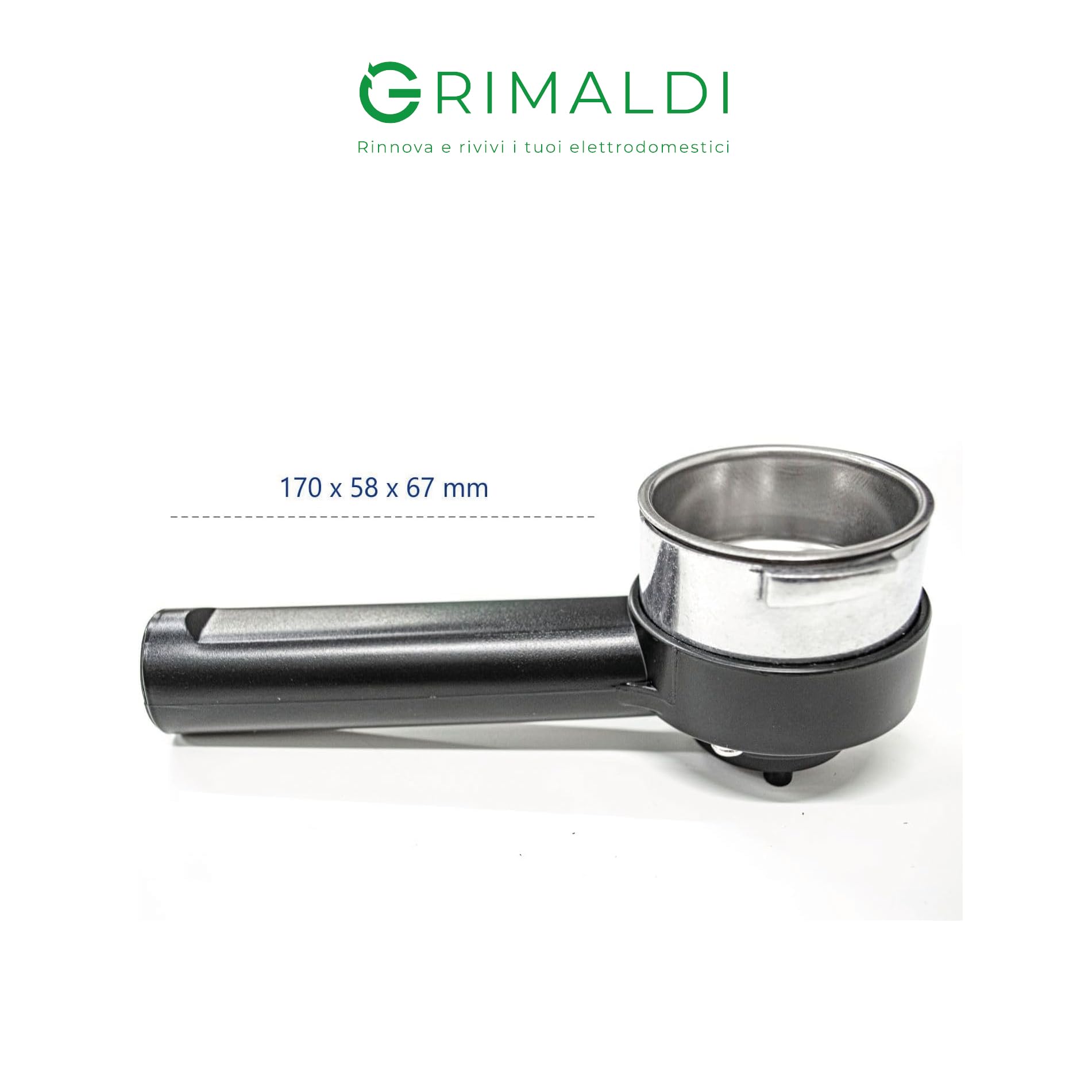 G GRIMALDI Portafiltro Pressurizzato Compatibile con Saeco 41210006 — Articolo per Macchine da Caffè Espresso Braccetto Completo con Filtro 2 Tazze (Escluso Nina)