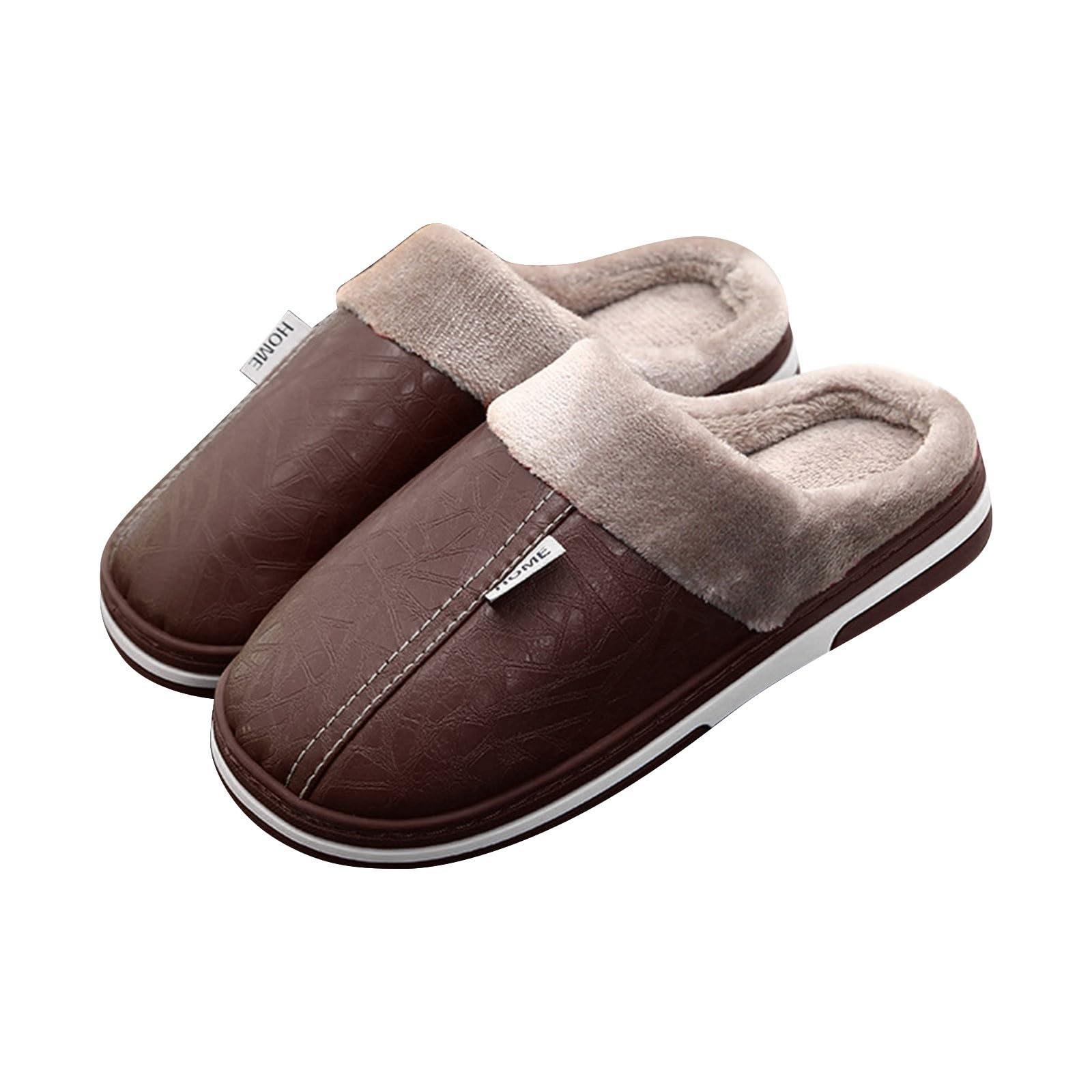 Zapatos de algodón antideslizantes cálidos para hombre para personas de mediana edad y ancianos, zapatos de felpa gruesa en interiores, zapatillas de casa, zapatillas de cuero cálidas