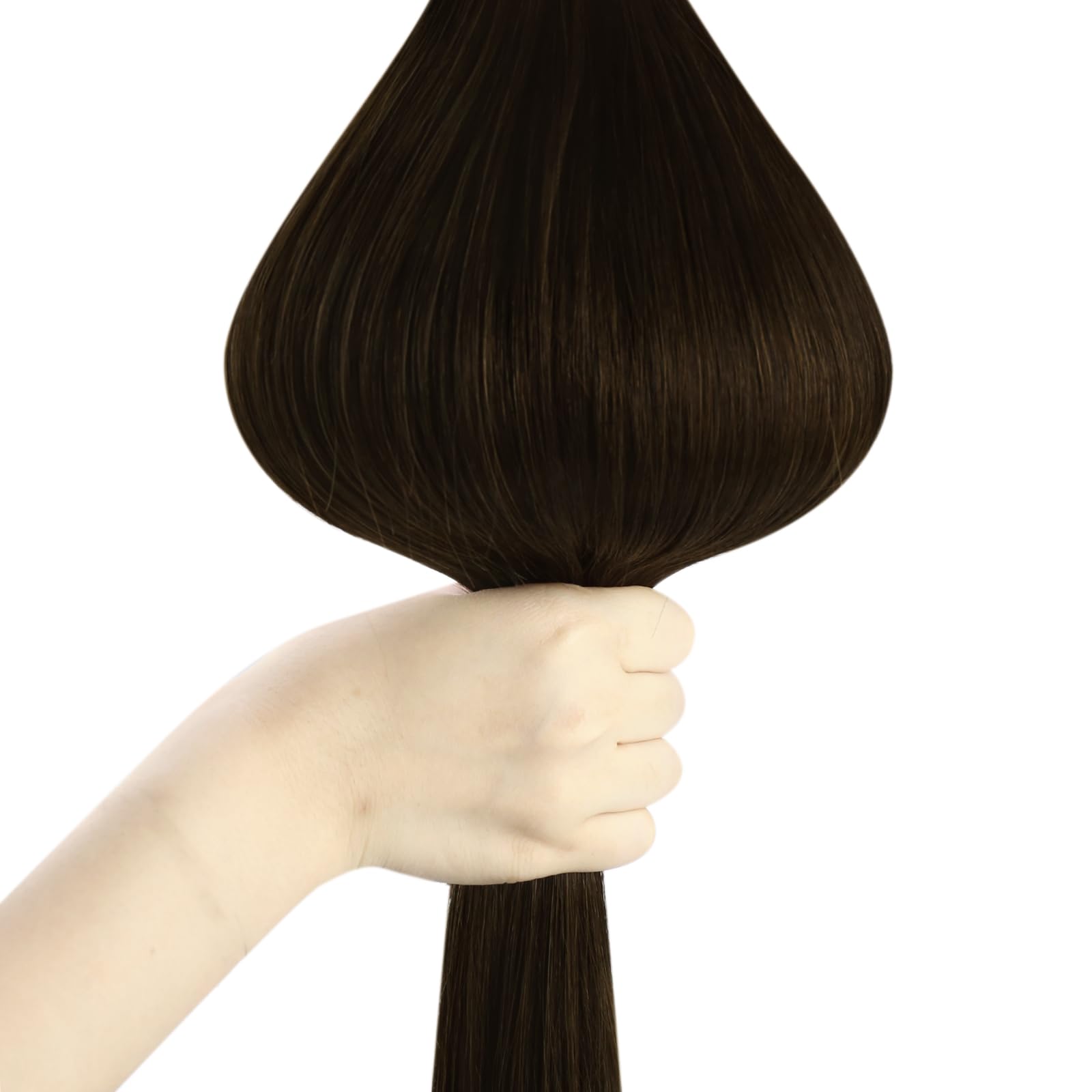 Ugeat Przedłużanie Włosów Clip in, Włosy Ludzkie, Czekoladowy Brąz, 55 cm 7 sztuk 120g, Włosy Clip in Extensions Ciemny Brąz, Remy Naturalne Proste