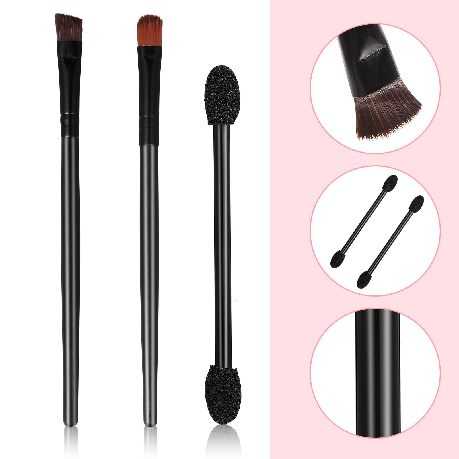 Lot de 200 pinceaux à sourcils jetables, 50 pinceaux à sourcils angulaires/ronds, 50 pinceaux à double extrémité, 100 pinceaux à lèvres pour femmes et filles