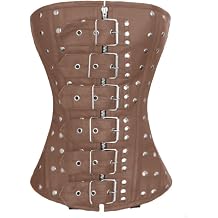 Heavy Duty 24 Double Steel Boned Waist Training Genuine Leather Overbust Tight Shaper Corset #1216